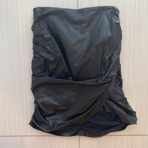 OhPolly Ruched Faux Leather Skirt